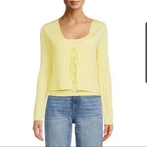 No Boundaries Size XL Camomile Yellow 2-Piece Pointelle Twin Set